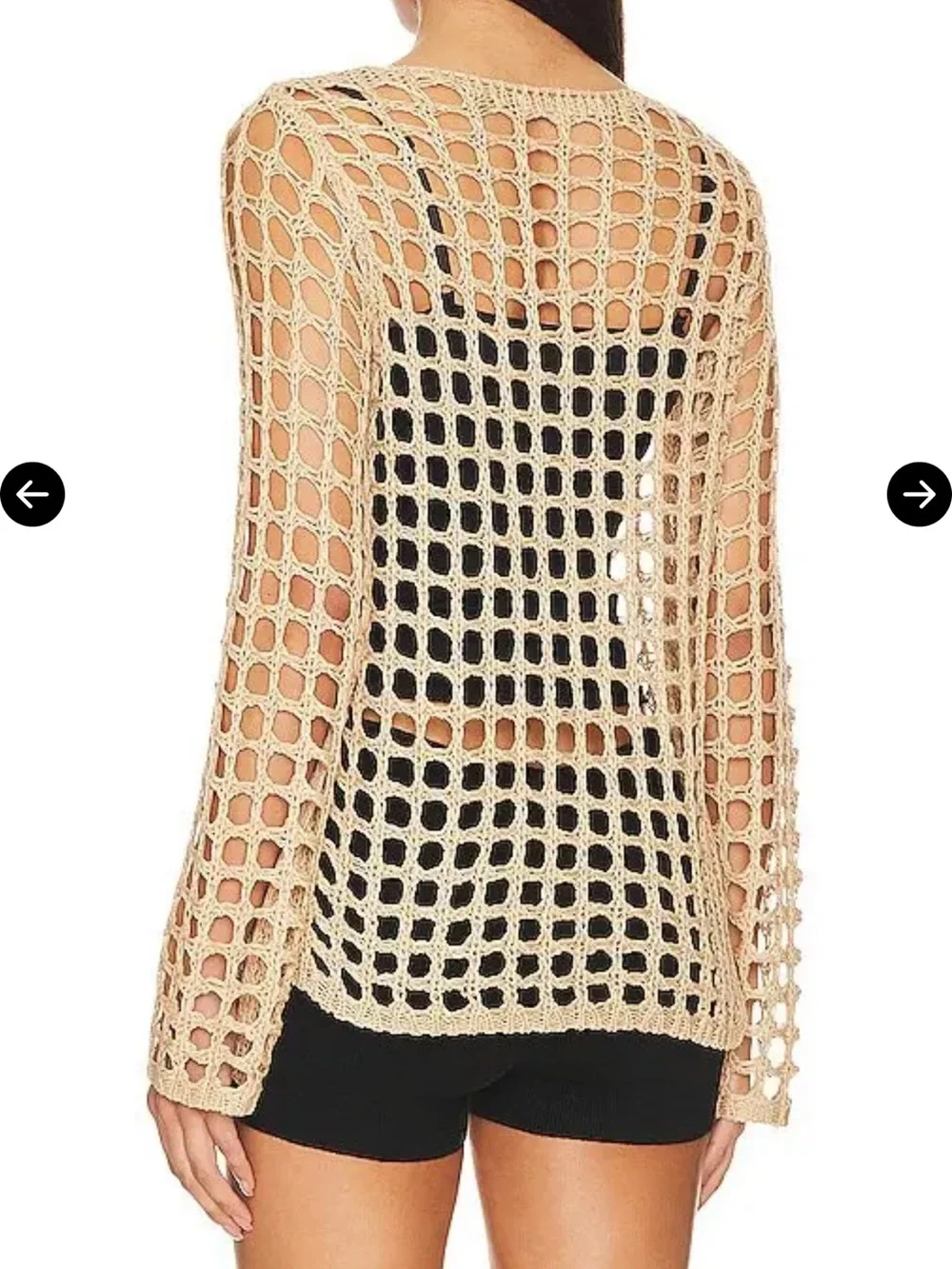 Revolve MORE TO COME Malya Tie Front Crochet Knit Cardigan Nude